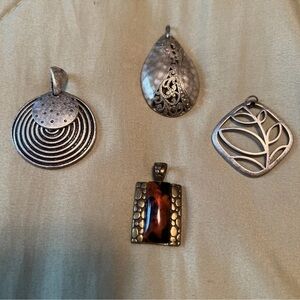 Silver and Gold Tone Pendant Set Of 4